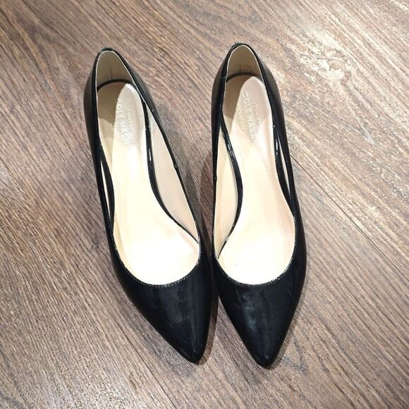 COLE HAAN GRAND OS SIGNATURE PATENT LEATHER Leather Kitten Heels SIZE 7 - Picture 1 of 7